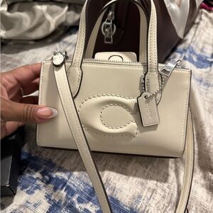 Coach Ivory Mini Bag with Embossed Logo (sold)